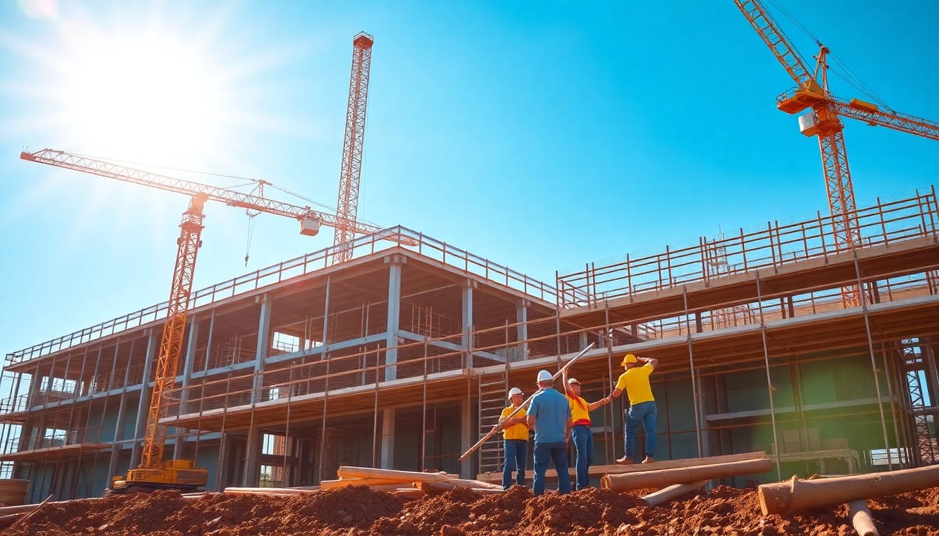 Engaging scene depicting tennessee construction news with professionals collaborating on a major development.