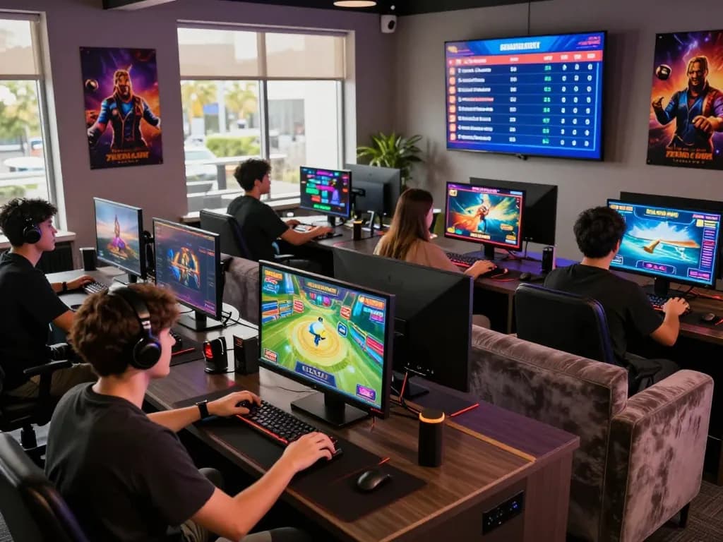 Engaged players enjoying gaming at 79King.com in a vibrant lounge setting.