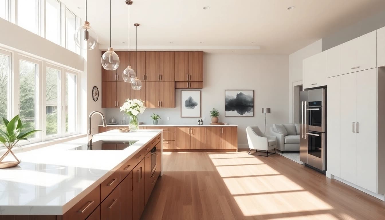 Enhance your home renovation with this stylish interior renovation showcasing a modern kitchen.