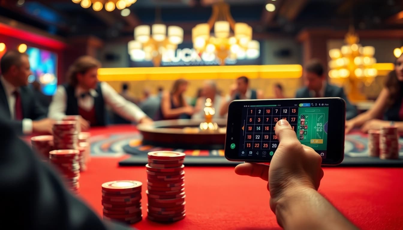 Players enjoying a lively blackjack game at LUCK8 Casino amidst a luxurious atmosphere.