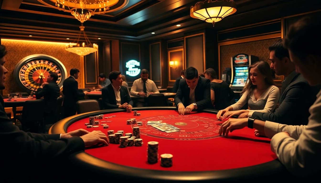 Players engaging around a thrilling poker table featuring the hidden wiki's gambling strategies.