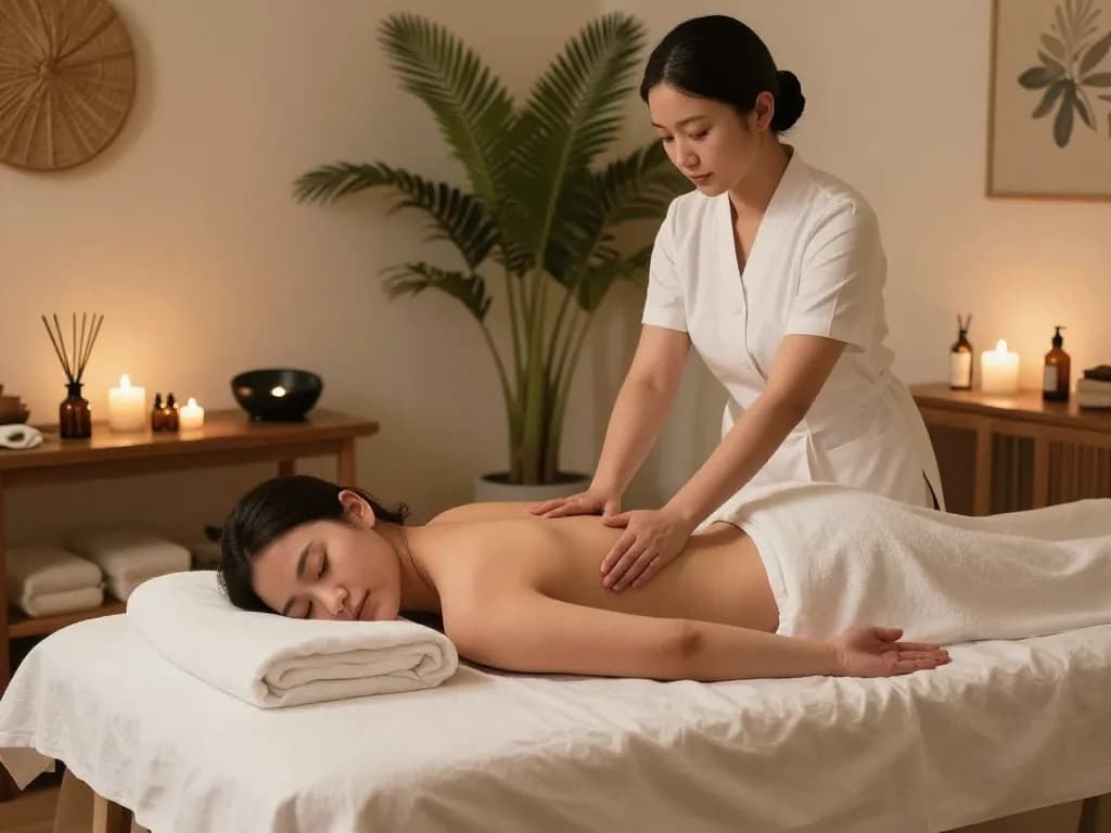 Luxurious 삼성동마사지 experience in a calming spa atmosphere with soothing oils and ambient lighting.
