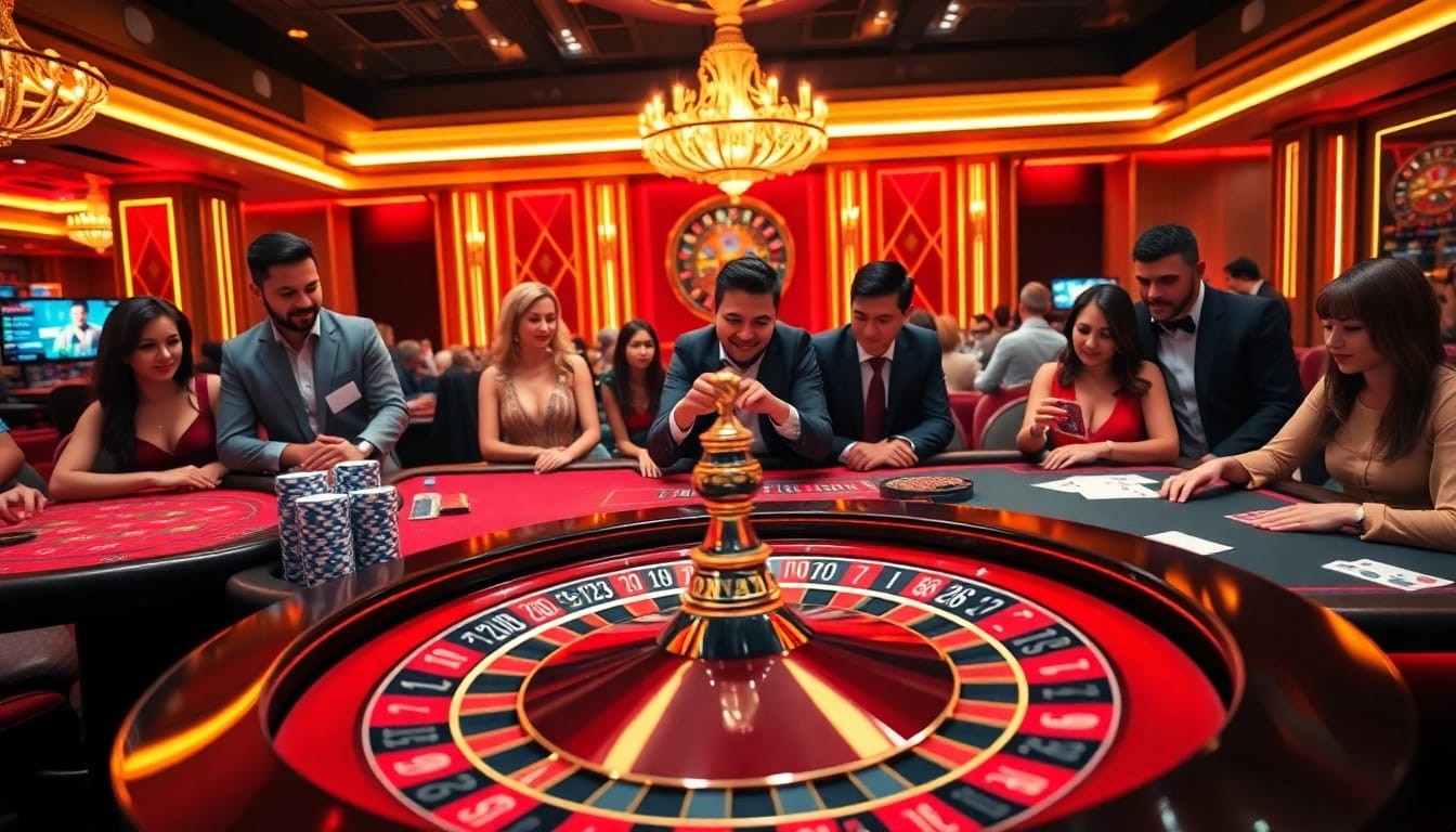 Experience the excitement of online gambling at https://dr88.de.com/ with vibrant casino tables and users engaged.