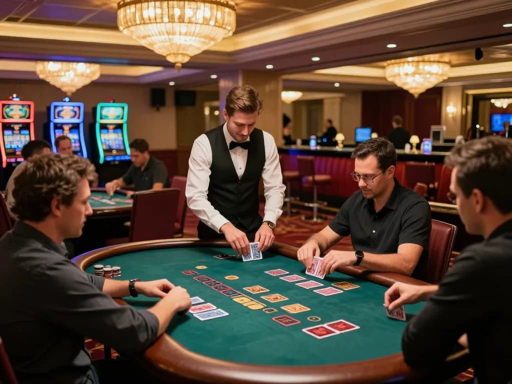 Players engaging in strategic bets at nhà cái tic88's exciting blackjack table, showcasing intense gameplay.
