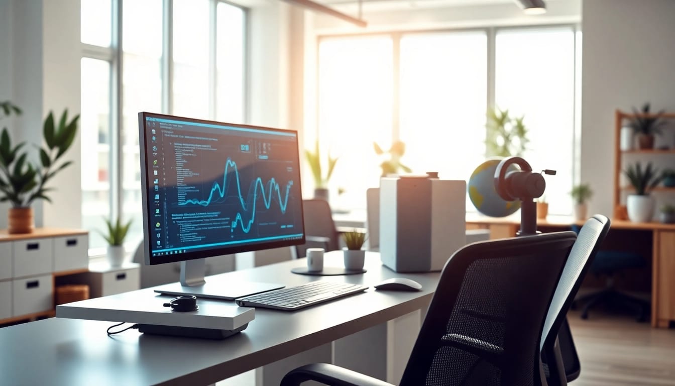 Showcasing innovative ai tools in a sleek workspace with modern decor.