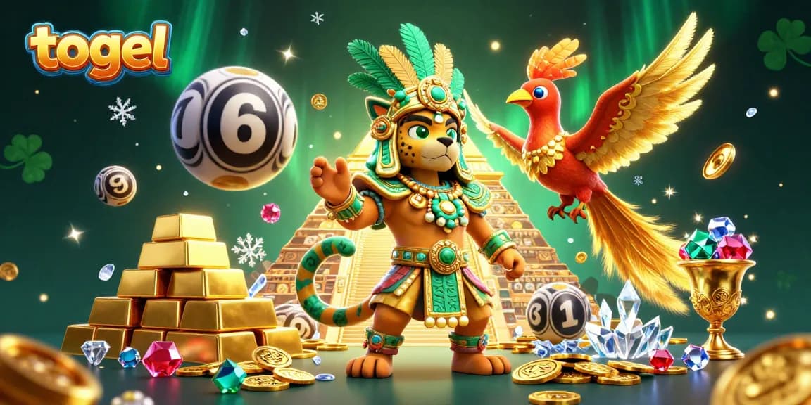 Play exciting togel games with dynamic visuals and vibrant lottery elements in this illustrated scene.
