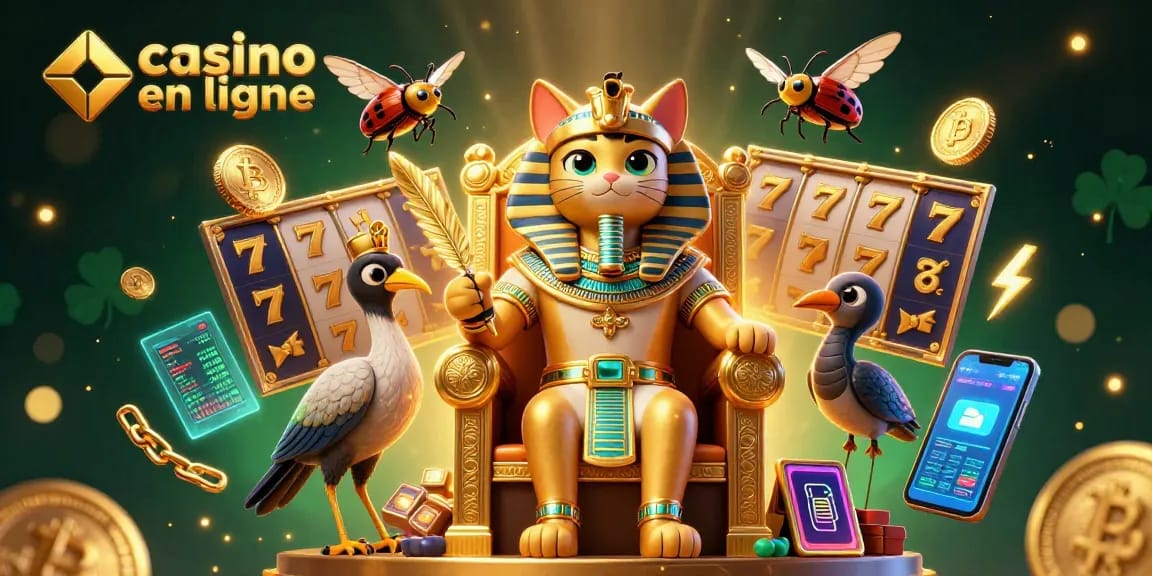 Jouez avec le casino en ligne dans un monde magique avec un pharaon égyptien et des pièces crypto.