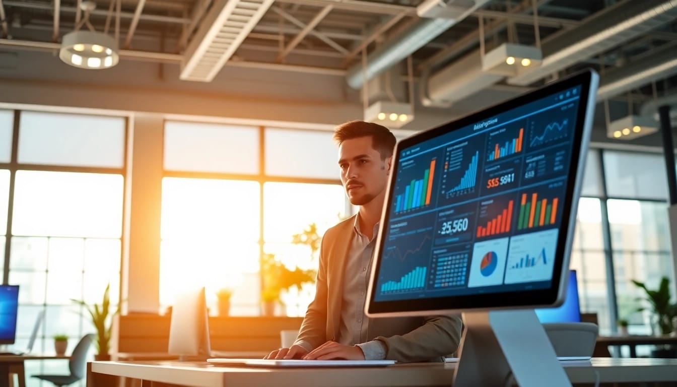 Analiza rankingo.net przez stratega marketingu cyfrowego w nowoczesnym biurze.