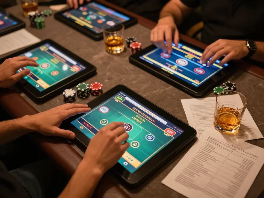 Engaging with online casino games using sc88 platform on multiple screens in a cozy setting.