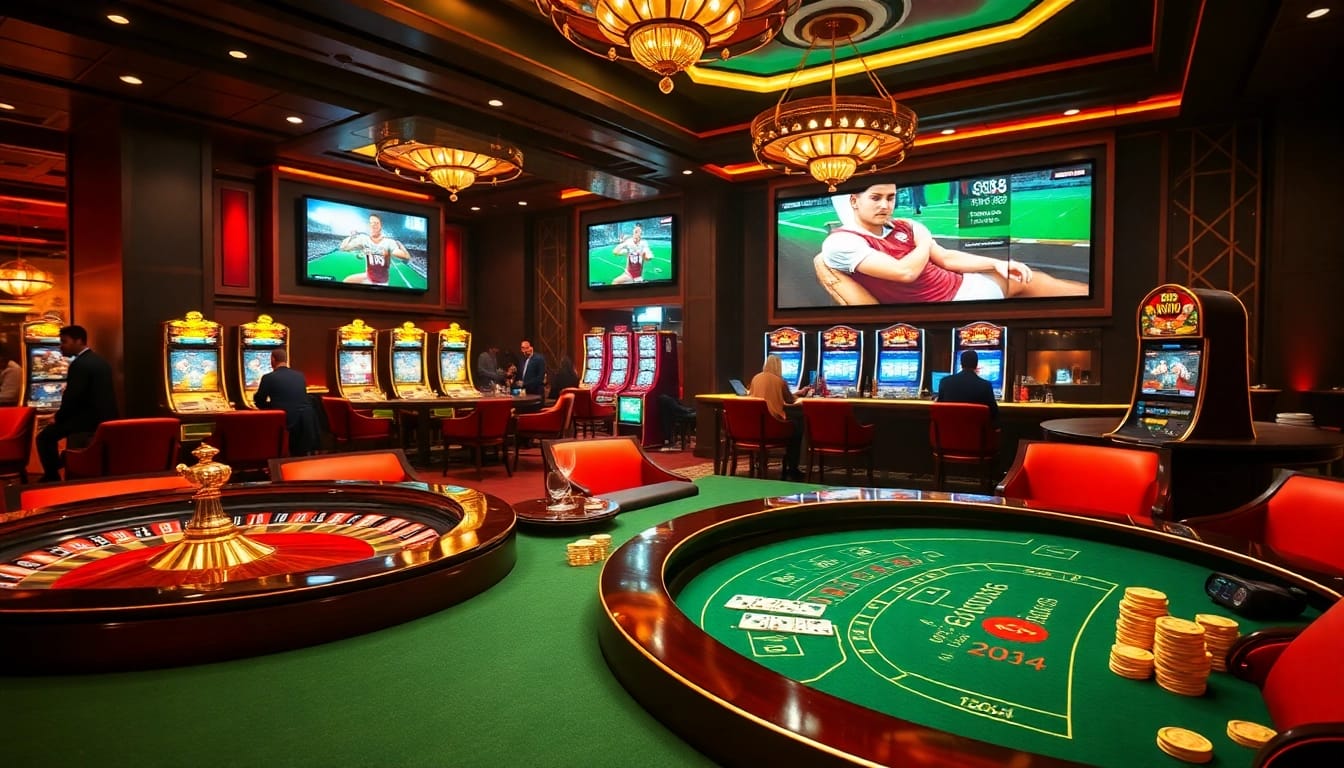 Captivating scene featuring GG 88 casino tables, poker chips, and a roulette wheel highlighting luxury and excitement.