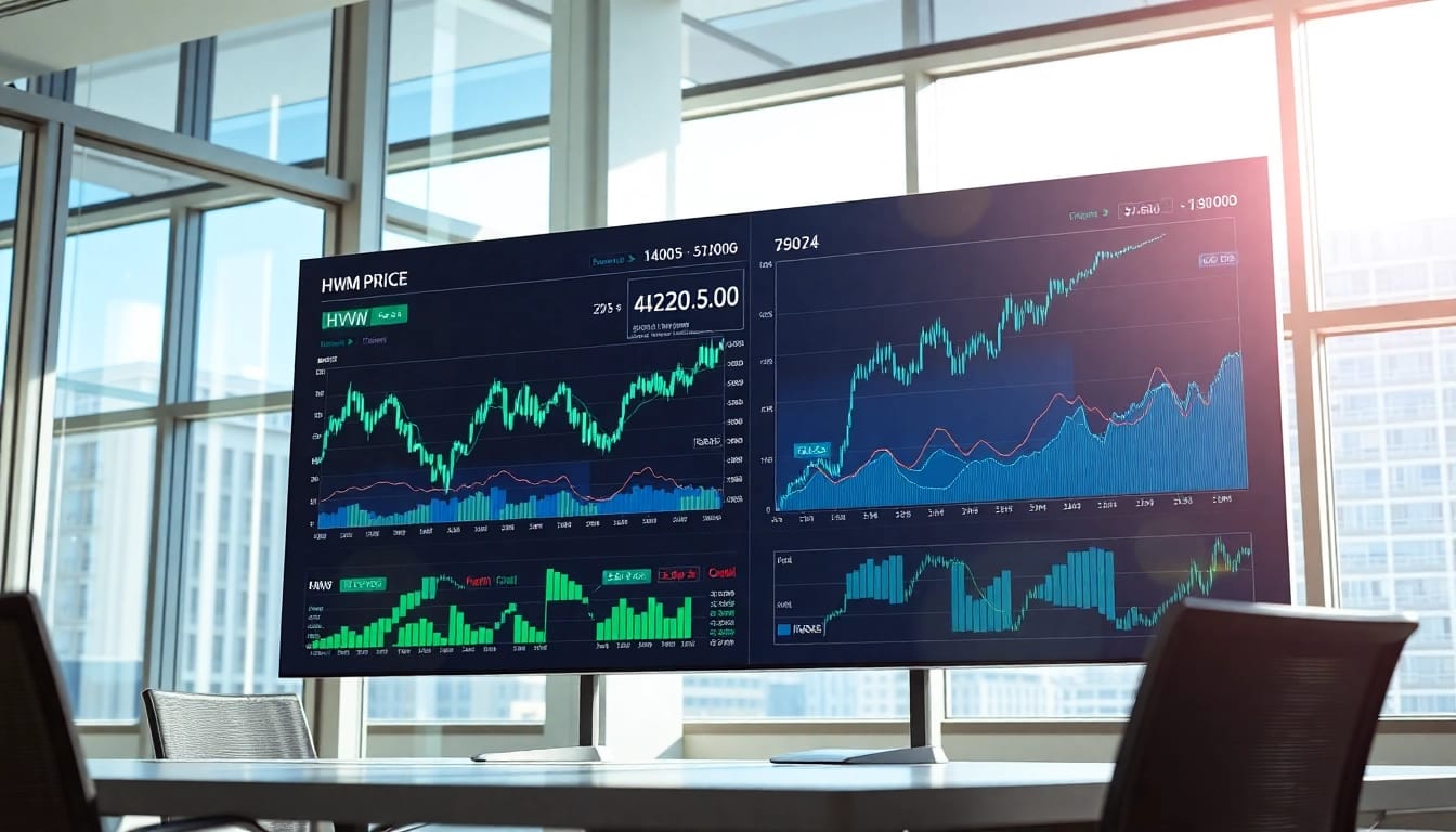 Track the HWM stock price on a dynamic trading dashboard featuring graphs and trends.