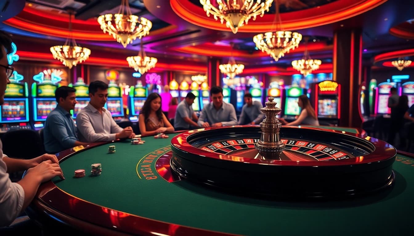 Menangkan besar dalam המשחק obraltoto, asyik di meja roulette kasino.