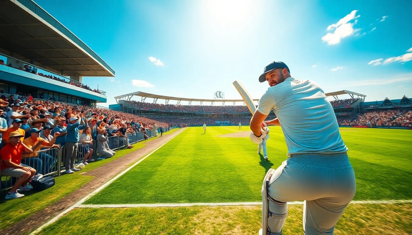 Engaging scene of online live cricket streaming featuring players in action on a cricket field.