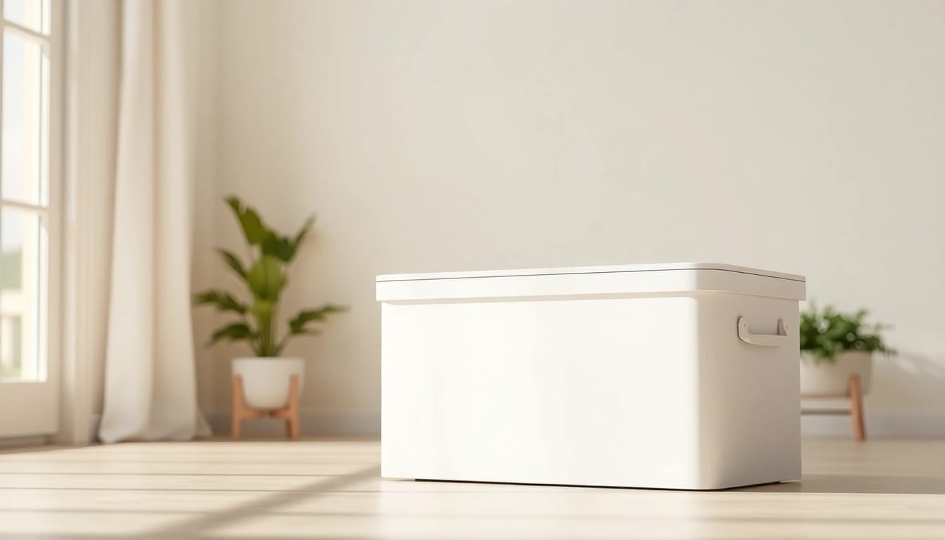 Organize your space with a stylish storage box featuring a minimalist design.