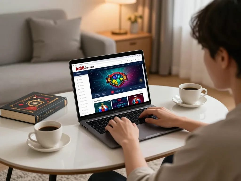 Engaging online betting experience on lu88.jpn.com with stylish home setup.