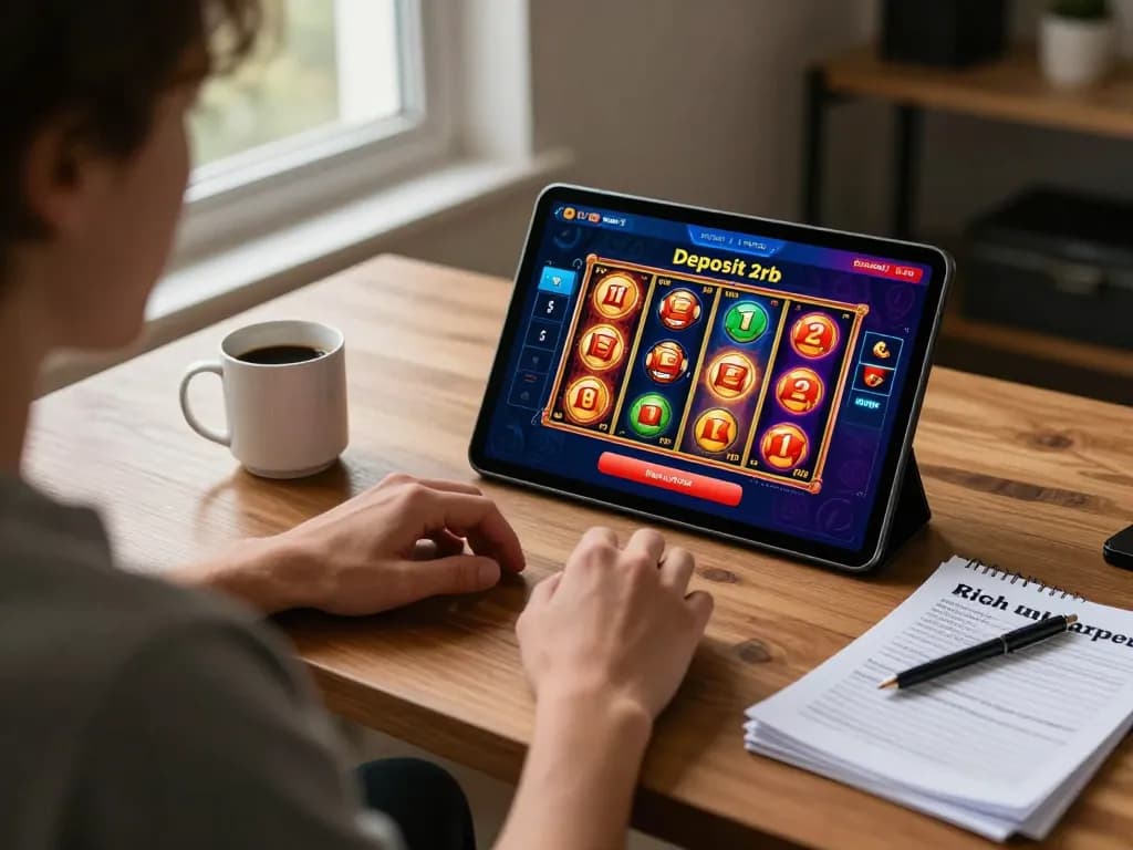 Engaging online gaming environment showcasing slot deposit 2rb interface on tablet.