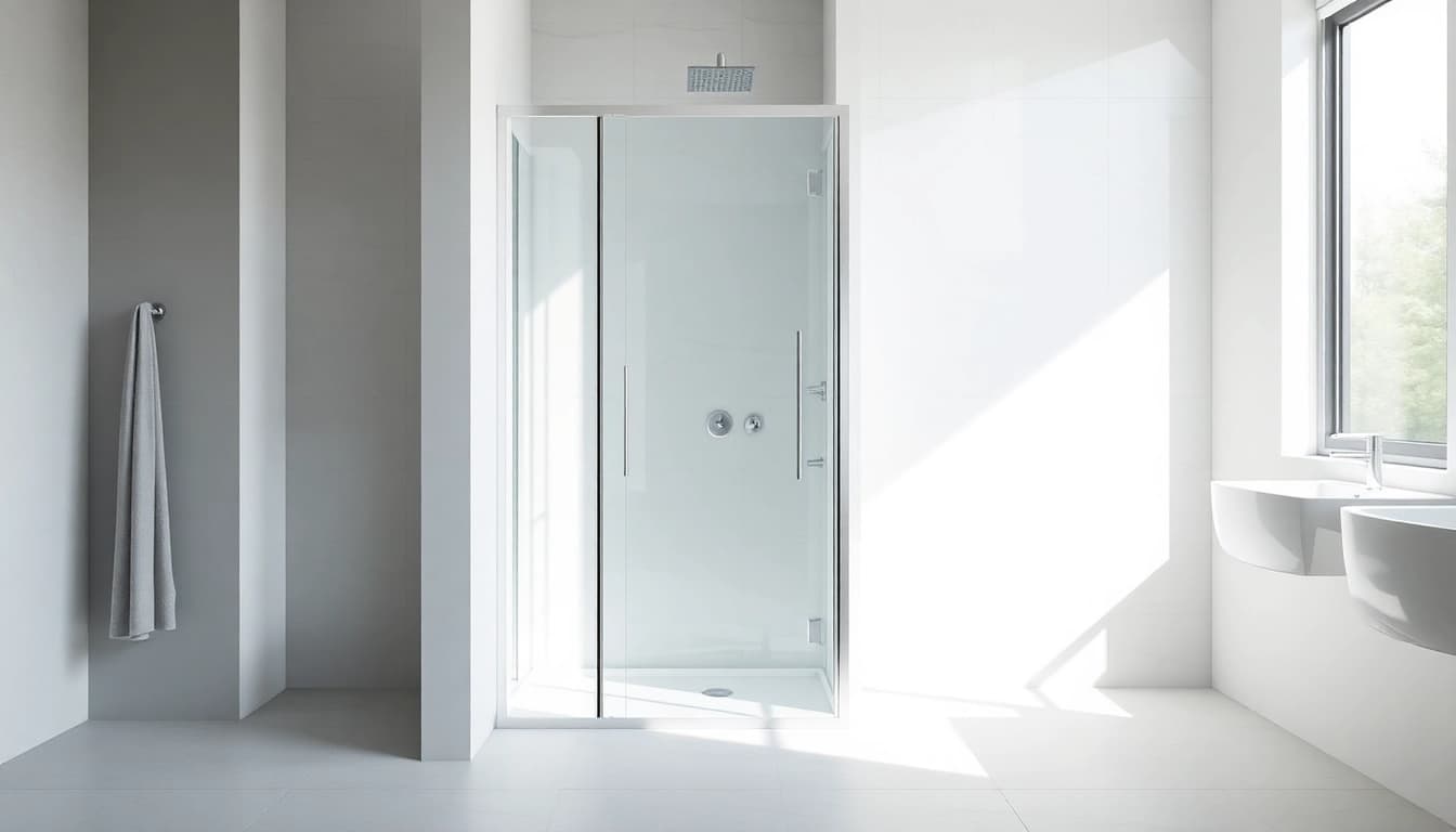 Moderne duschkabine 80x80 eckeinstieg in eleganter Badezimmerumgebung