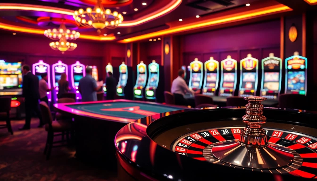 Players enjoying the thrill of betting on "S 8" at a roulette table in a glamorous casino setting.