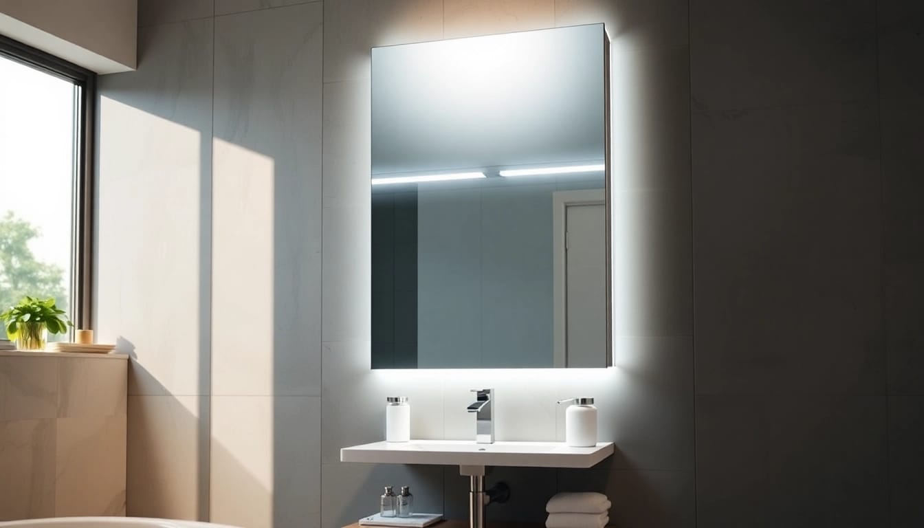 Praktischer sonni Spiegelschrank im modernen Bad mit elegantem Design und LED-Beleuchtung.