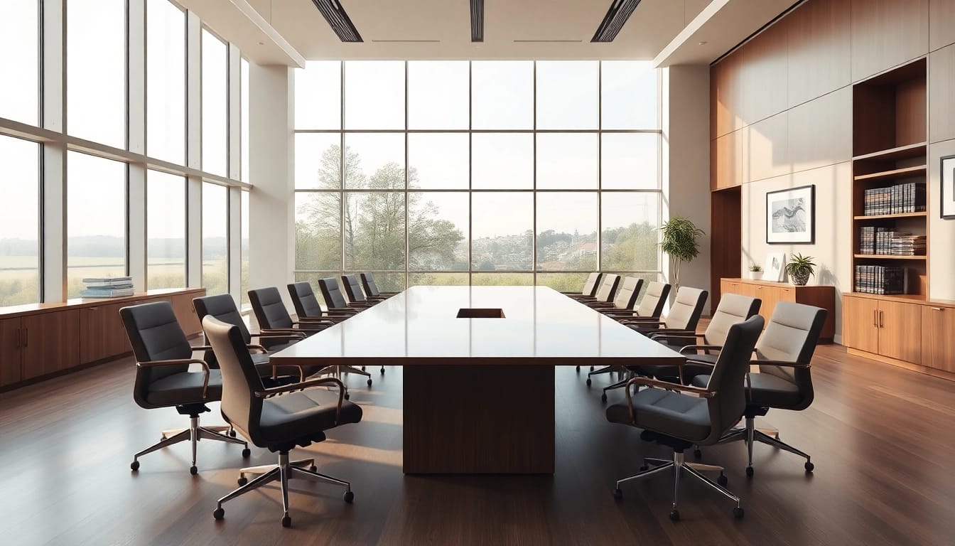 View of the modern law office interior at http://www.jacobsonpilaw.com featuring a bright conference room.