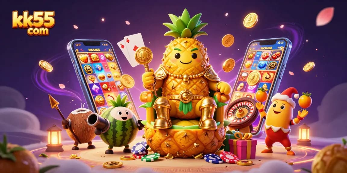 Experience thrilling gameplay at kk55 com with the golden pineapple king and exciting casino elements.