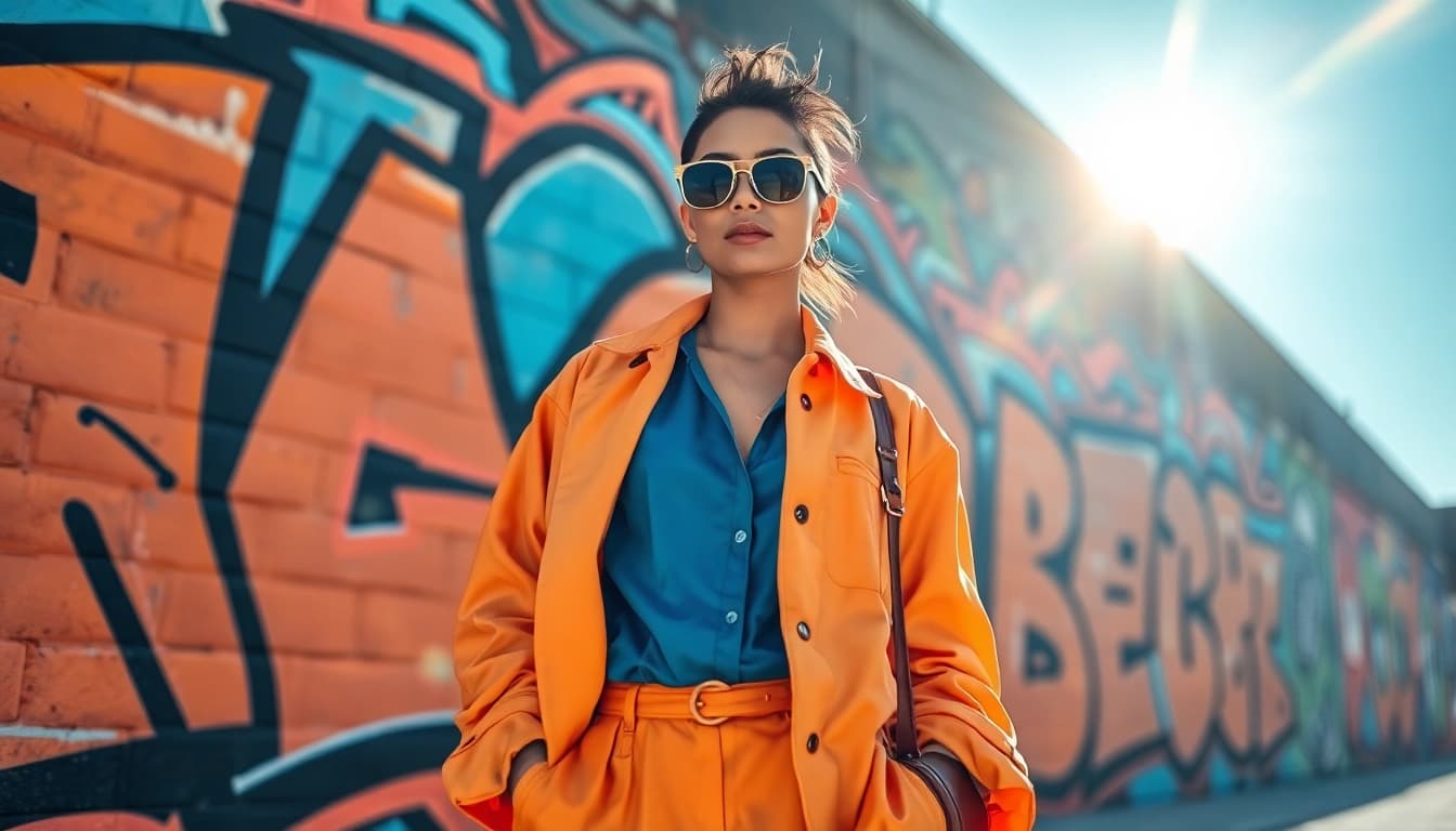 Stylish model in urban setting showcasing high-quality Fashion and Apparel.