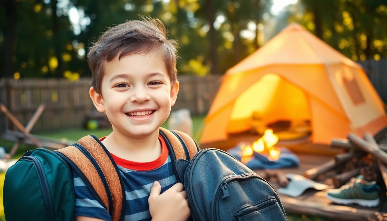 A child ready for their first time at overnight camps, showcasing excitement and anticipation.