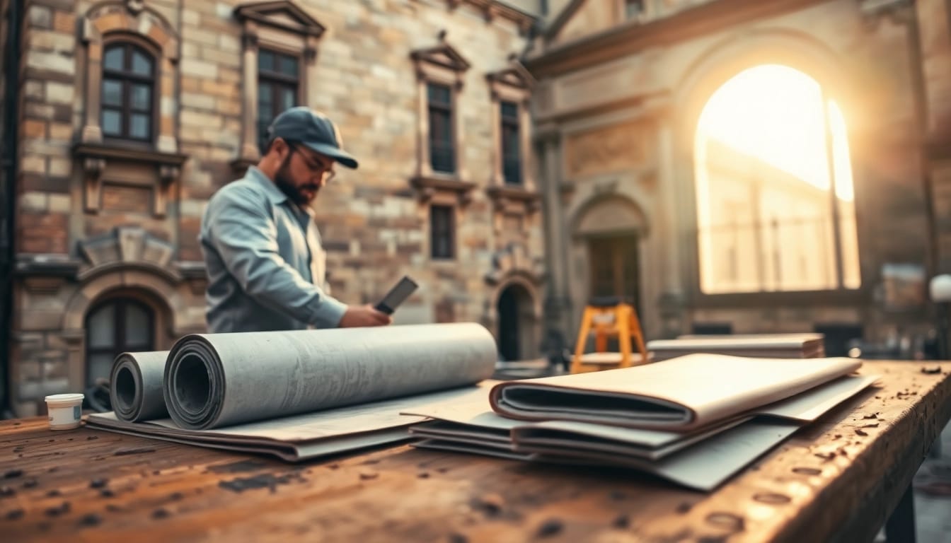 Heritage preservation and heavy-duty waterproofing demonstration in a historic building restoration.