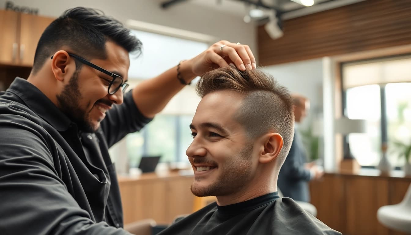 Client undergoing hair restoration at Ace of Fades 212 in a professional studio.