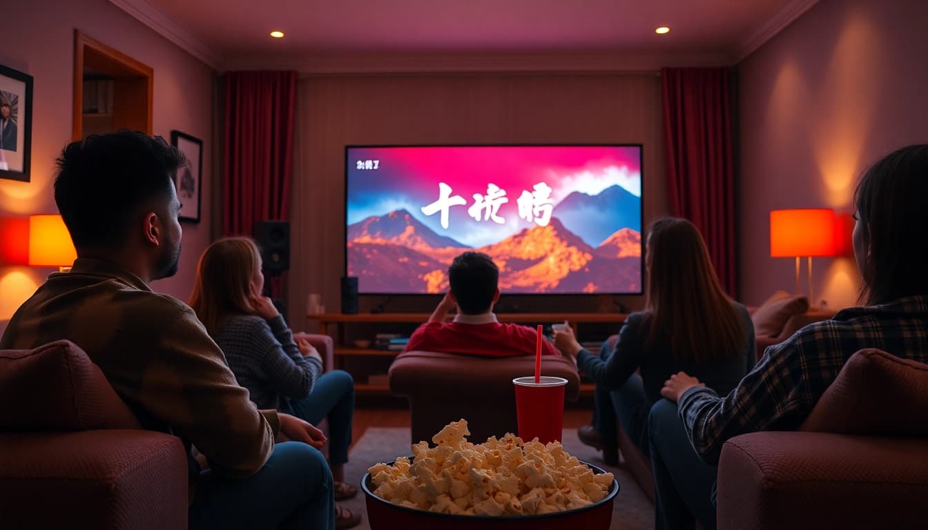 สนุกกับการดูหนังในห้องนั่งเล่นอบอุ่น พร้อมกับอาหารว่างมากมาย