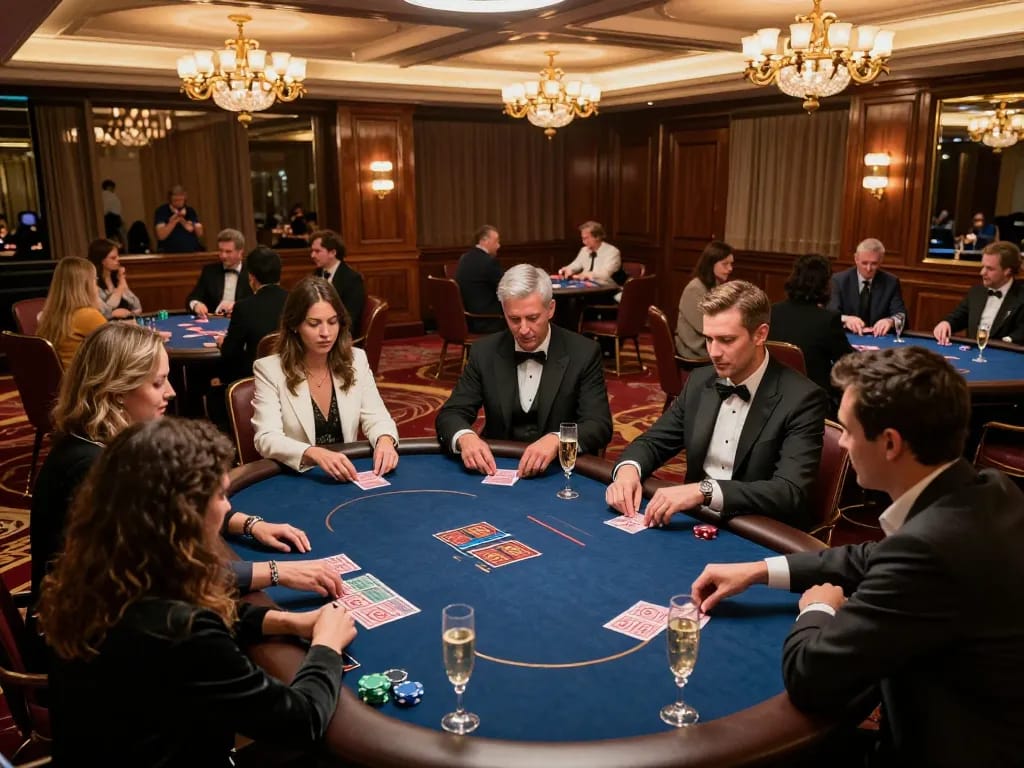 Players enjoying a high-stakes game in the s666 VIP poker area, surrounded by luxury and excitement.