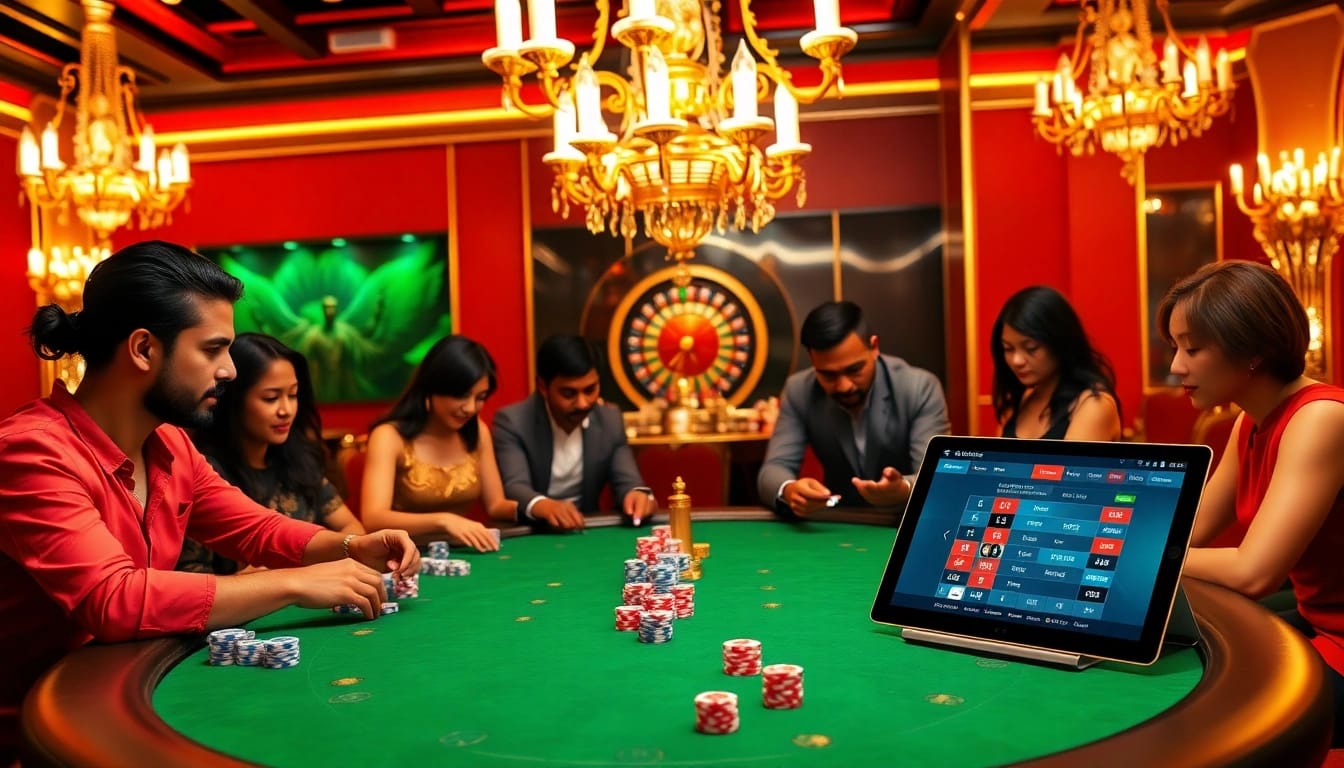Lanka Ads featuring a luxurious casino scene with engaging players at a blackjack table.