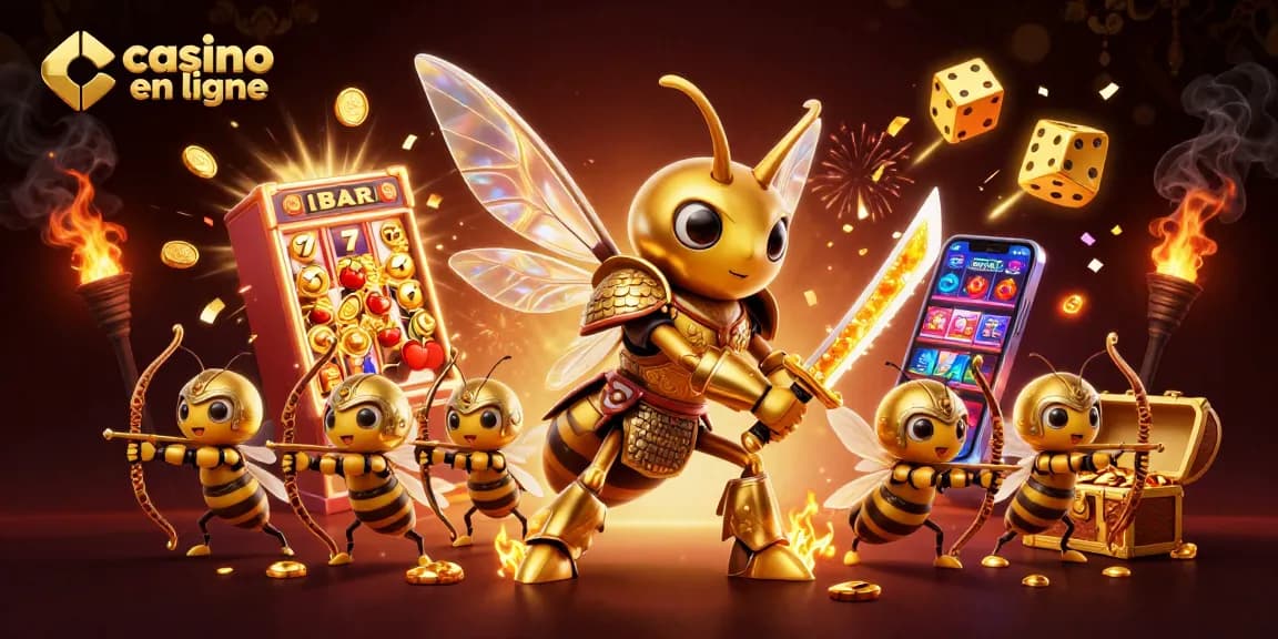 Jouez à casino en ligne avec des machines à sous animées et un guerrier samouraï dans une scène animée.