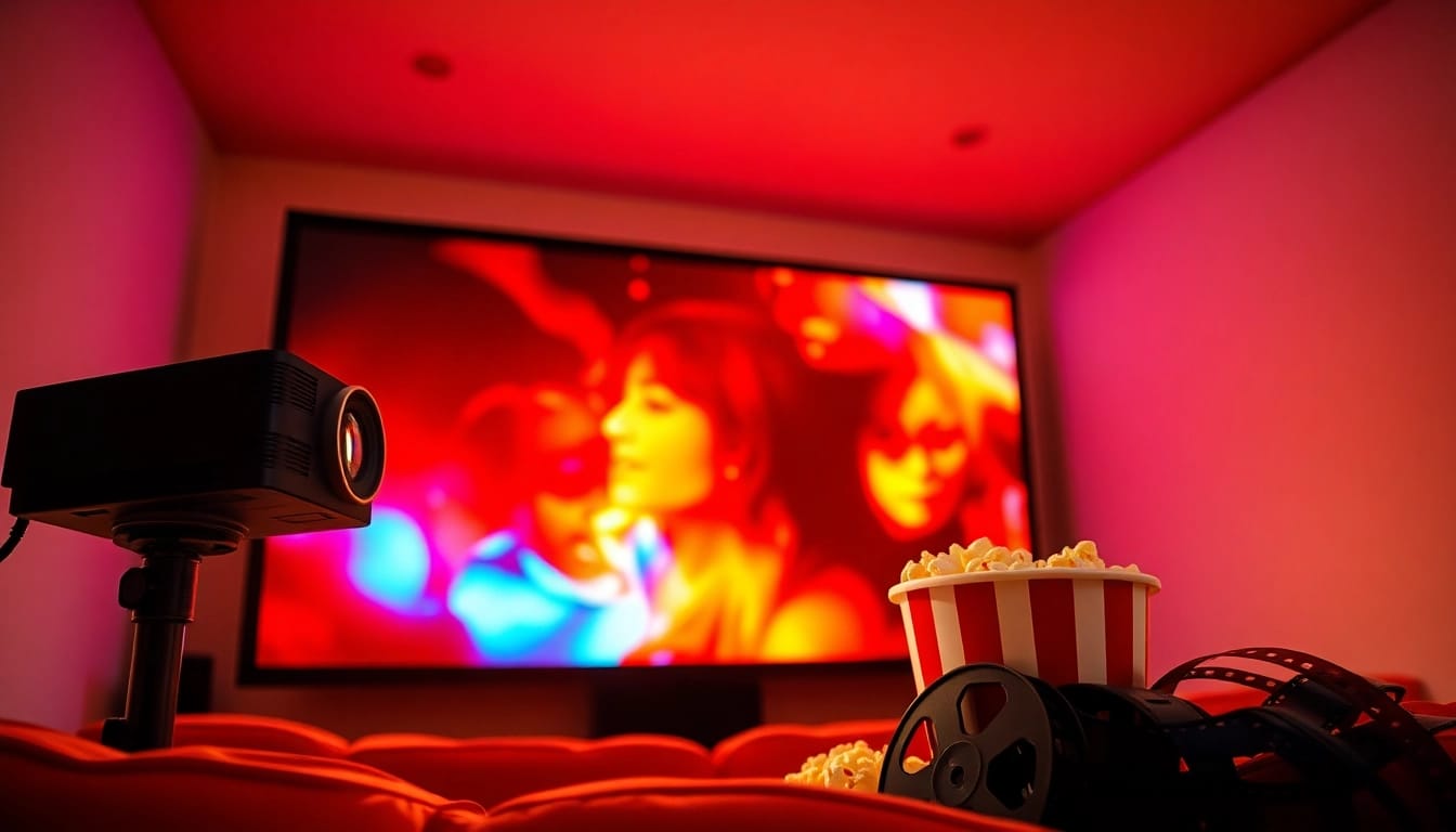 ดูหนังออนไลน์ ผ่านจอภาพยนตร์ในห้องดูหนังอบอุ่น แสงอบอุ่นจากโปรเจคเตอร์