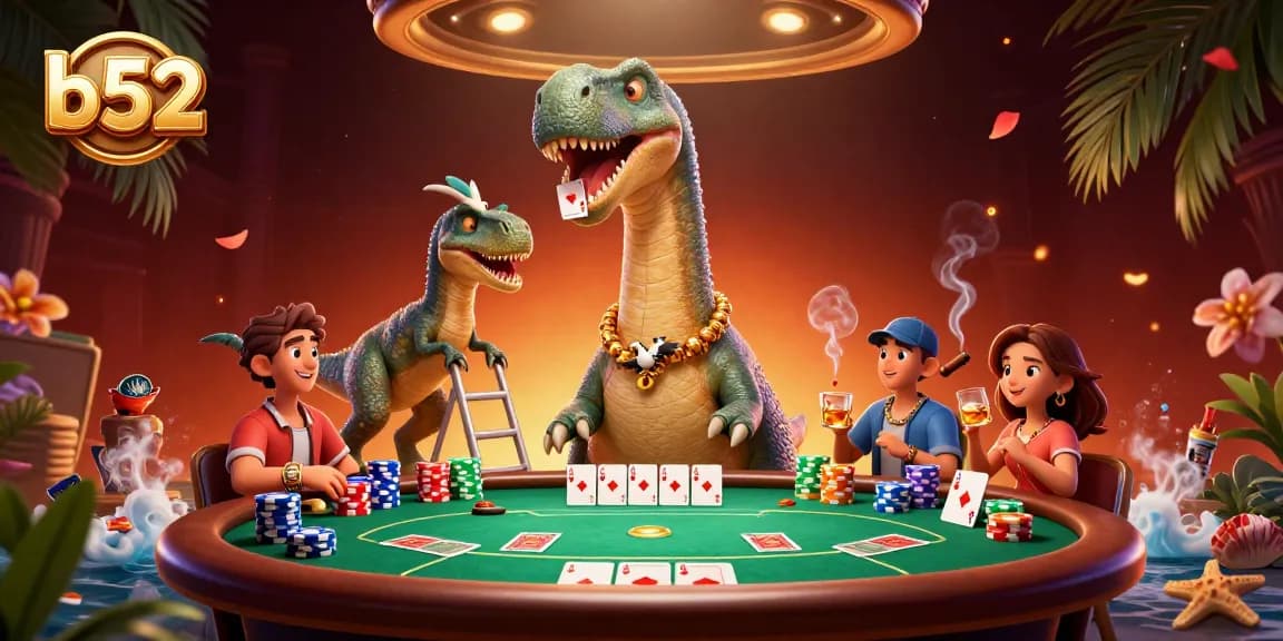 B52 players engaging in a vibrant poker scene, experiencing the thrill of high-stakes gaming.