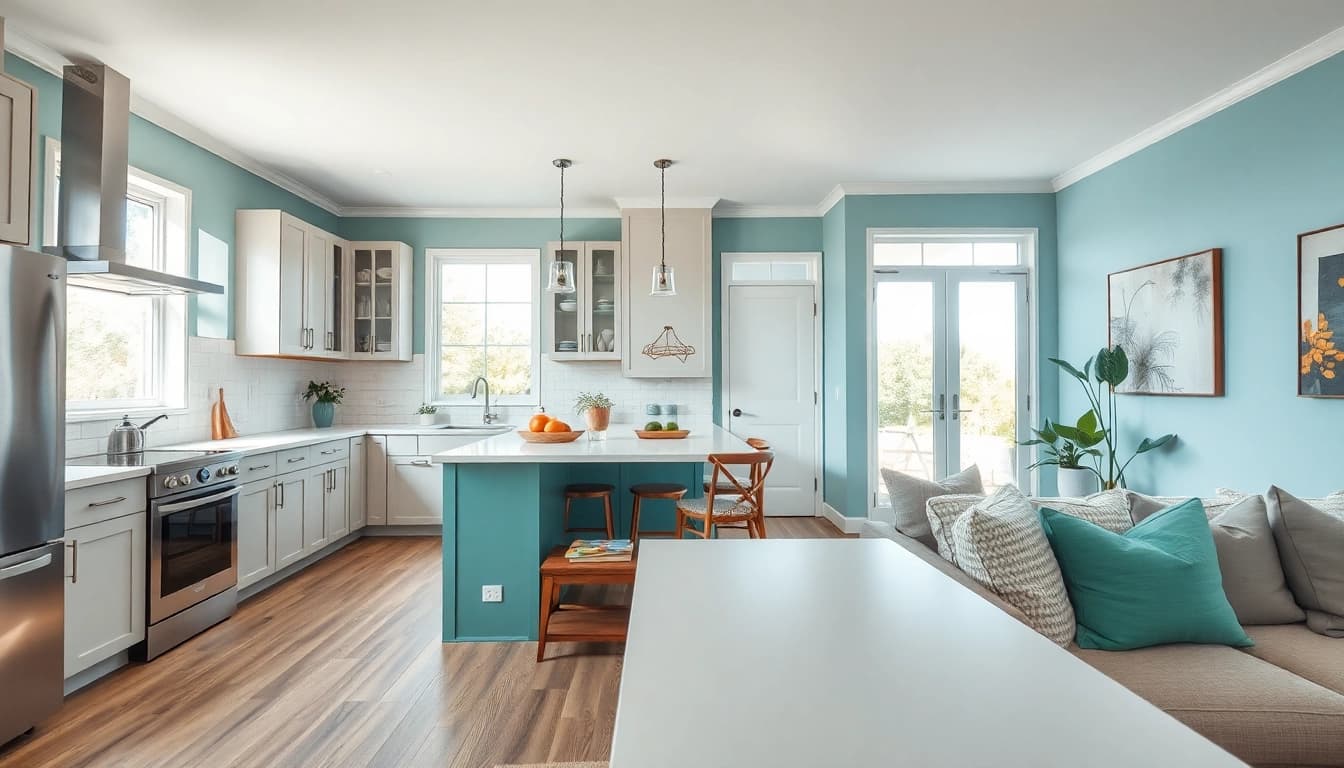 Home renovation showcasing a beautiful remodeled kitchen with modern appliances and stylish cabinetry.
