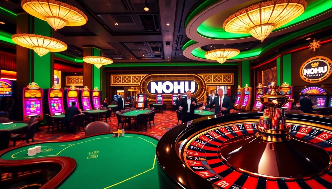 Experience thrilling high-stakes gambling at NOHU, showcasing vibrant tables and excitement.