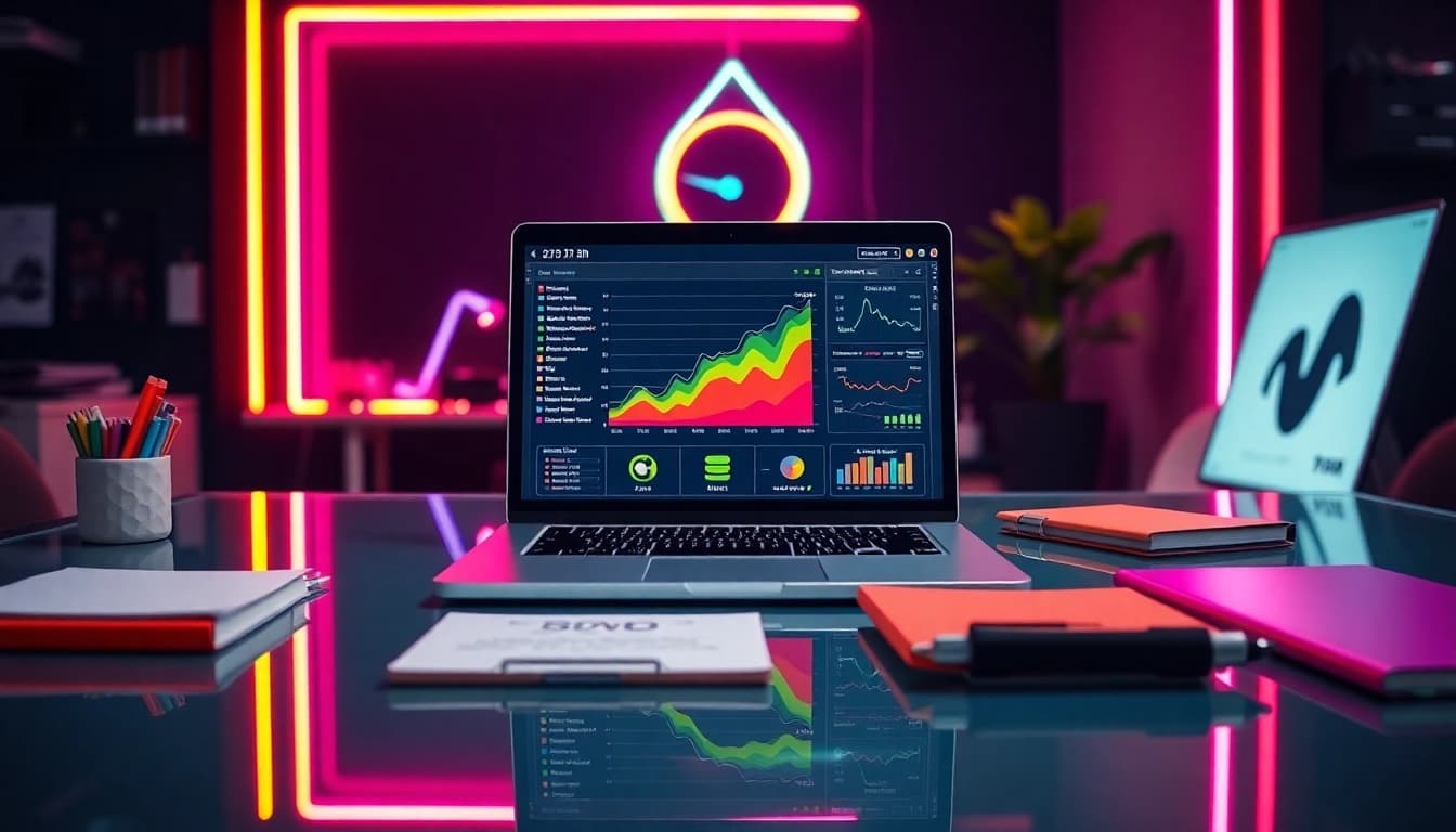 Ramtoto menghadirkan gambaran profesional ruang kerja digital marketing yang dinamis.