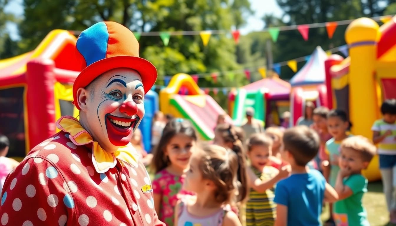 Children enjoying entertainment activities from https://www.tcspecialentertainment4u.com at a vibrant outdoor event.