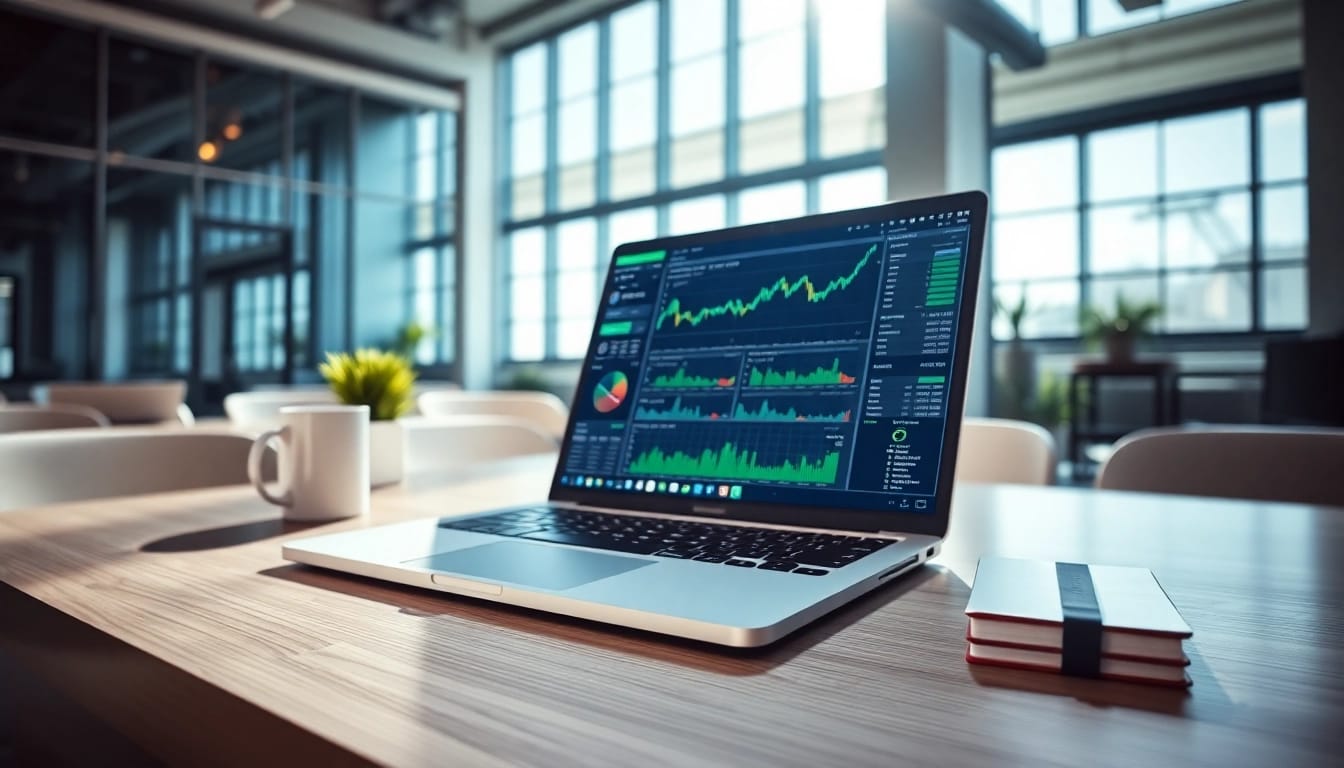 Visual representation of an AI crypto trading bot interface with graphs and analytics.