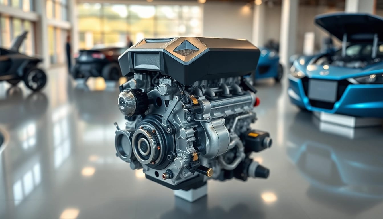 Showcase of Approved Engines featuring high-performance automotive engines with intricate details.