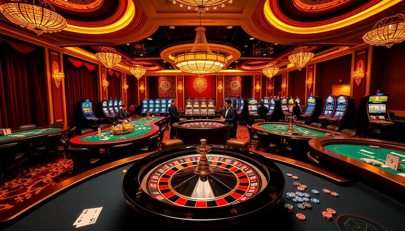 Experience the thrill of top 10 nhà cái uy tín at a luxurious casino table with vibrant games.