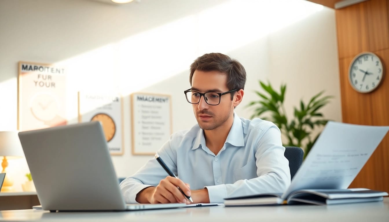 Candidate engaged in a psychometric test assessment in a bright office environment.