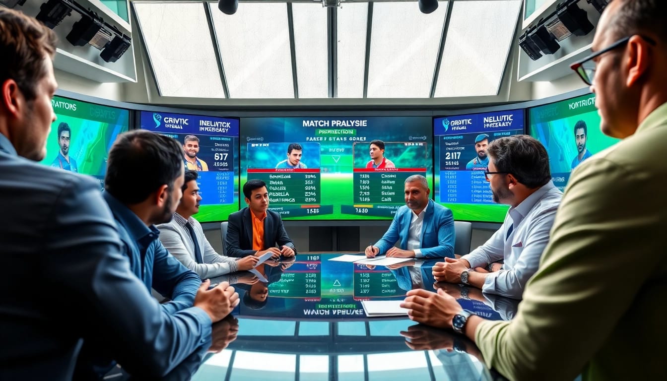Engaging cricket analysts provide insights on ipl match prediction today match from a vibrant studio.