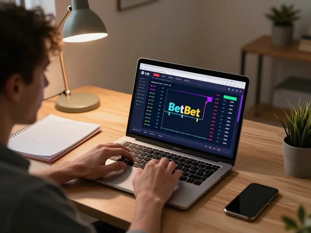 Engaging online player using BetBet for strategic betting actions with focused ambiance.