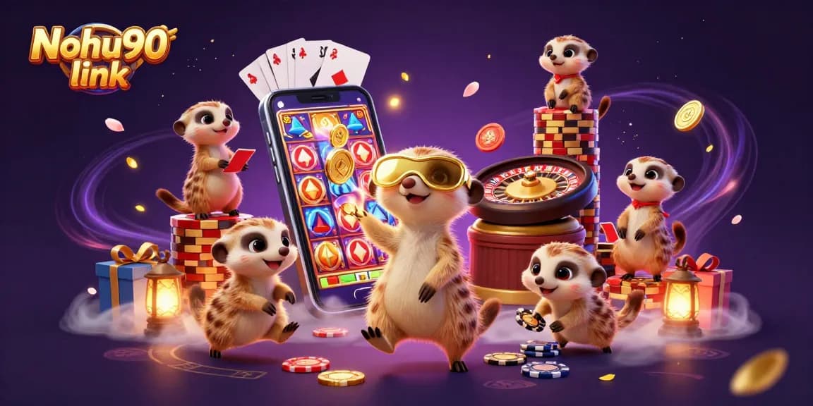 Experience thrilling gameplay at Nohu90 link with cartoon meerkats engaging in casino action.