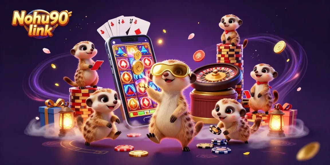 Experience thrilling gameplay at Nohu90 link with cartoon meerkats engaging in casino action.