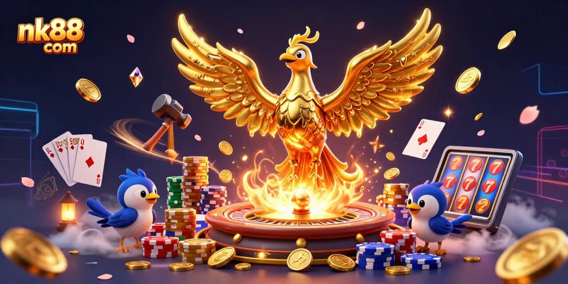 Experience winning at nk88 com with games featuring a golden phoenix and dynamic casino elements.