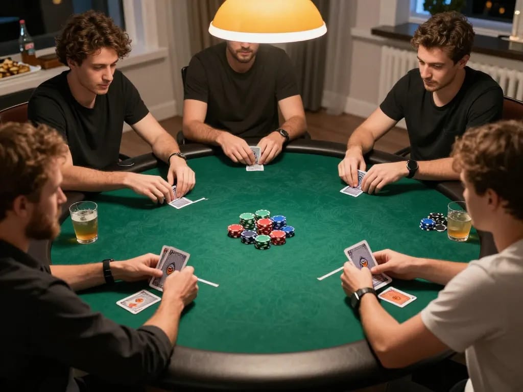 Players strategizing in an exciting xx88 poker game night with colorful chips scattered across the table