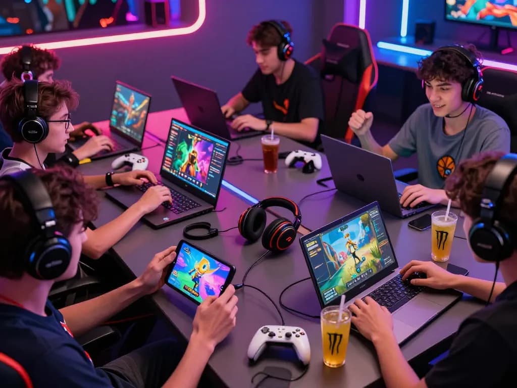 Players experiencing the excitement of hitclub online gaming with vibrant screens and accessories